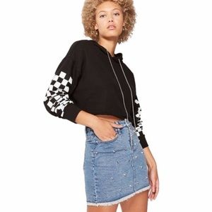 WILD FABLE Denim Silver Studded Raw Hem Mini Skirt